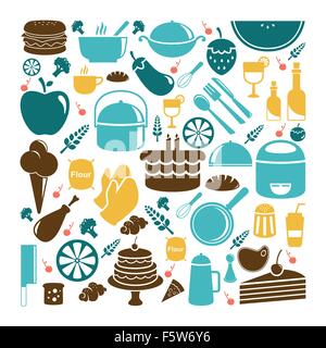 A vector illustration of food icon sets Stock Vector