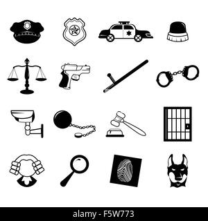 A vector illustration of law enforcement icons Stock Vector