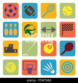 A vector illustration of sport icons in flat style Stock Vector