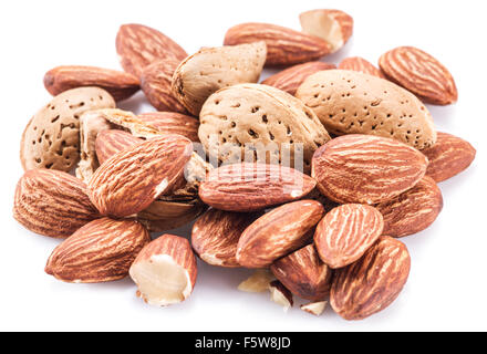 Almond nuts isolated on the white background. Stock Photo