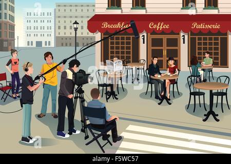 people team production movie film vector illustration Stock Vector