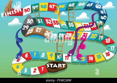 A vector illustration of snakes and ladders game Stock Vector