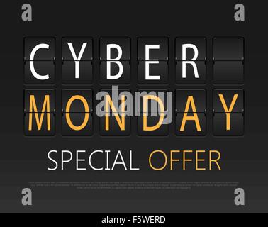 Cyber monday, mechanical panel letters. Stock Vector