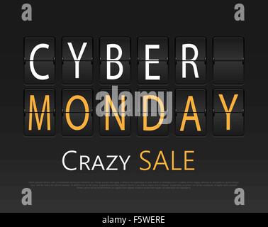 Cyber monday, mechanical panel letters. Stock Vector