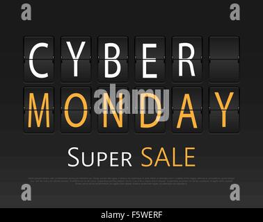 Cyber monday, mechanical panel letters. Stock Vector