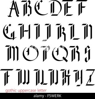 Blackletter modern gothic font. Stock Vector