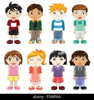 A vector illustration of different kids expressions Stock Vector