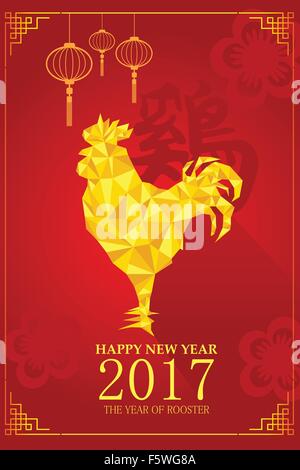 A vector illustration of year of rooster design for Chinese New Year celebration Stock Vector