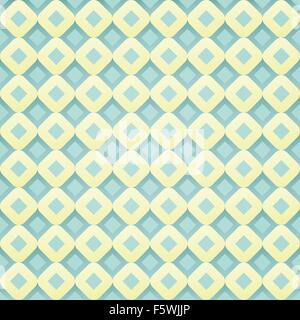 seamless pattern with geometric simple ornament and blue diamonds. vector retro background design Stock Vector