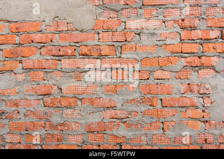 red brick wall a careless bricklaying - Background Stock Photo