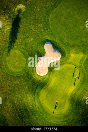 Bunker with golfers and Green, Golf & More Duisburg, Duisburg Huckingen, Golf Course Duisburg, Duisburg, Ruhr area Stock Photo