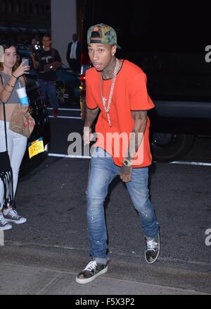 Kylie Jenner and Tyga head out for dinner in New York City  Featuring: Tyga, Kylie Jenner Where: Manhattan, New York, United States When: 15 Sep 2015 Stock Photo