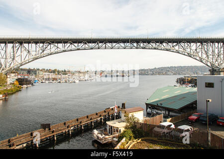 The Aurora Bridge, spanning the Fremont Cut in Seattle, Washington USA Stock Photo