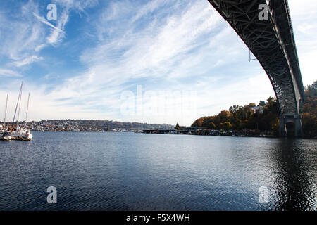 The Aurora Bridge, spanning the Fremont Cut in Seattle, Washington USA Stock Photo