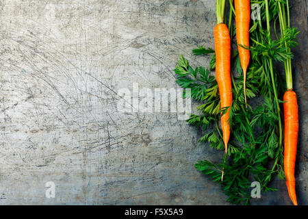 Carrots on old metal background Stock Photo