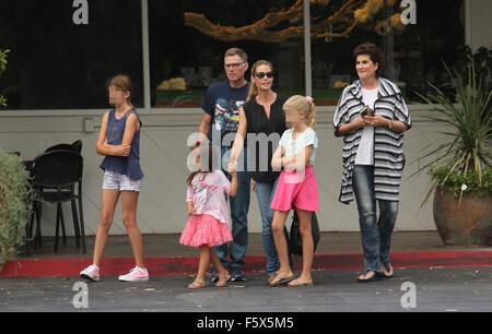 Denise Richards out shopping with her family. Her  daughter tries out the new Segways hoverboards.  Featuring: Denise Richards, Sam Sheen, Lola Rose Sheen, Eloise Joni Richards Where: Los Angeles, California, United States When: 15 Sep 2015 Stock Photo