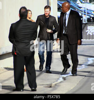 Race car driver Dale Earnhardt, Jr. arrives for an appearance on Jimmy Kimmel Live!  Featuring: Dale Earnhardt, Jr. Where: Los Angeles, California, United States When: 16 Sep 2015 Stock Photo