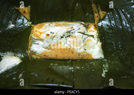 Steamed fish with curry paste, Thai food Stock Photo