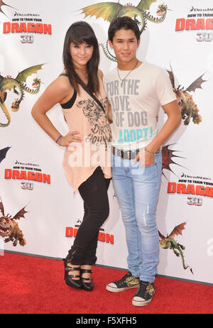 LOS ANGELES, CA - MARCH 21, 2010: Booboo Stewart & sister Fivel Stewart at the Los Angeles premiere of Dreamworks Animation's 'How To Train Your Dragon' at Gibson Amphitheatre, Universal Studios, Hollywood. Stock Photo