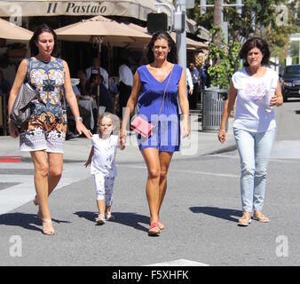 Tenor Andrea Bocelli and his wife Veronica Berti take their daughter for lunch with friends in Beverly Hills  Featuring: Veronica Berti, Virginia Bocelli Where: Beverly Hills, California, United States When: 18 Sep 2015 Stock Photo