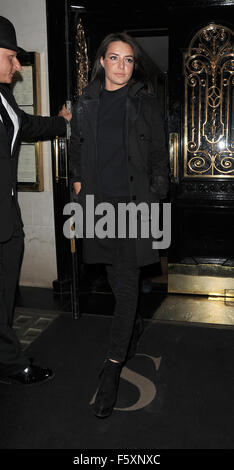 Celebrities leaving Scott's seafood restaurant in Mayfair  Featuring: Debbie Gwyther Where: London, United Kingdom When: 19 Sep 2015 Stock Photo