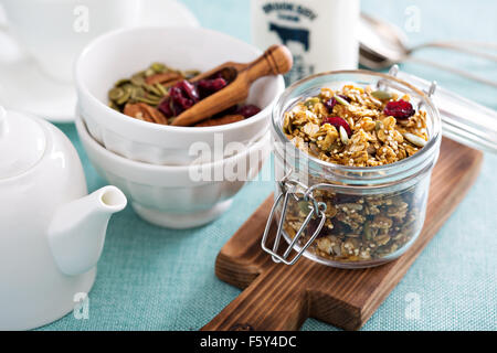 Homemade granola with quinoa and dried cranberry Stock Photo