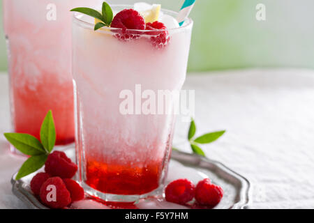 Italian soda drink with berry syrup and coconut milk Stock Photo