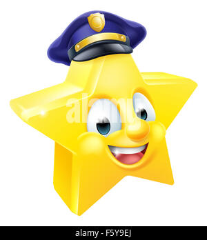 Cartoon star police person emoji emoticon mascot character Stock Photo