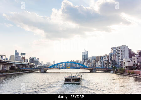 View from Azumabashi,Sumida river,Tokyo,Japan Stock Photo