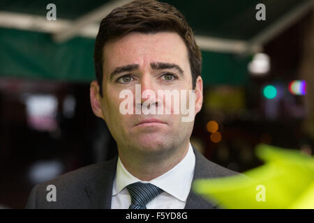 Labour Shadow Home Secretary Andy Burnham visiting Birmingham to give his views on Policing in the United Kingdom. Stock Photo