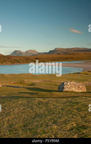 Evening sunlight over Achnahaird Bay Stock Photo