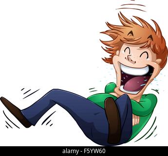 A vector illustration of a guy rolling on the floor and laughing. Stock Vector