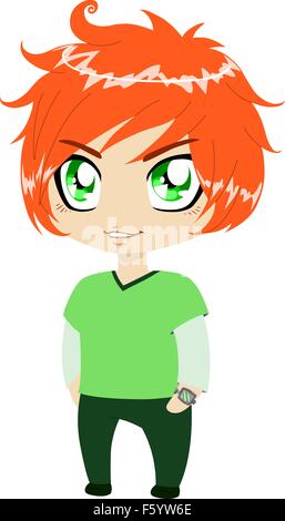 Red Headed Guy In Green Clothes Stock Vector