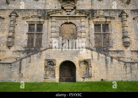 Detail at the front of Bolsover castle ruins, Derbyshire. Stock Photo