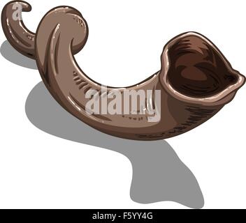 Vector illustration of Shofar a horn for the Jewish holiday Yom Kippur. Stock Vector