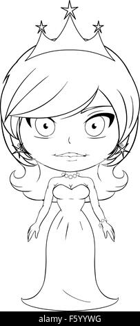 Vector illustration coloring page of a beautiful princess smiling. Stock Vector