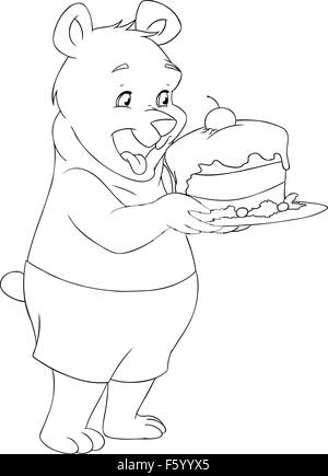 cute bear with sweet cake Stock Vector Image & Art Alamy