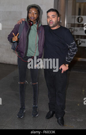 Celebrities at the BBC Radio 1 studios  Featuring: Naughty Boy, Shahid Khan, Little Simz, Simbi Ajikawo Where: London, United Kingdom When: 23 Sep 2015 Stock Photo