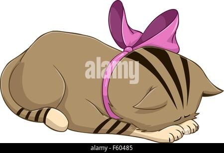 Vector illustration of a cute kitten bows in apology Stock Vector