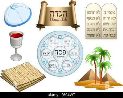 Vector illustration of objects related to the Jewish holiday Passover. Stock Vector