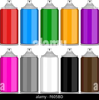 Vector illustration pack of various colored spray cans. Stock Vector