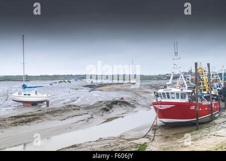 Cockle boats tied up at Leigh on Sea in Essex. Stock Photo