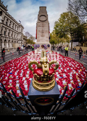 London, UK. 9th November, 2015.  Poppy wreaths at the Cenotaph for Remembrance Day.  Bailey-Cooper Photography/Alamy Live News Stock Photo