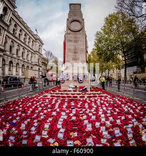 London, UK. 9th November, 2015.  Poppy wreaths at the Cenotaph for Remembrance Day.  Bailey-Cooper Photography/Alamy Live News Stock Photo