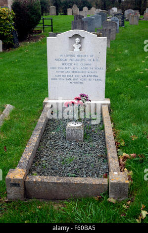 Grave Of Coco The Clown (nicolai Polokovs), Woodnewton Churchyard Stock 