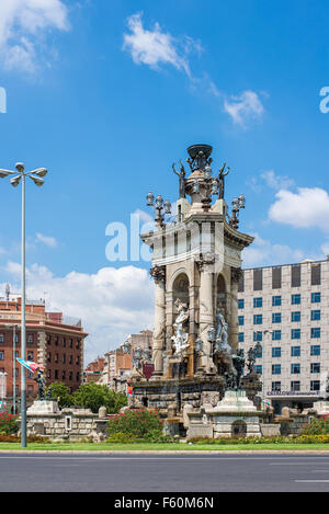 Fountain of Plaça d'Espanya or Spain square, also known as Plaza de España in Spanish. Barcelona, Catalonia, Spain Stock Photo