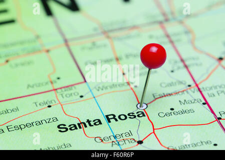 Santa Rosa pinned on a map of Argentina Stock Photo