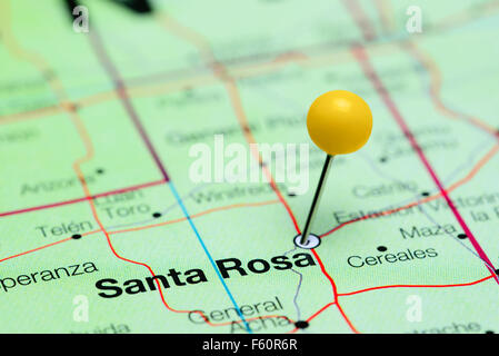 Santa Rosa pinned on a map of Argentina Stock Photo