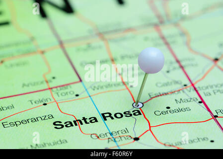 Santa Rosa pinned on a map of Argentina Stock Photo