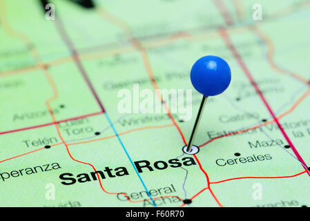 Santa Rosa pinned on a map of Argentina Stock Photo